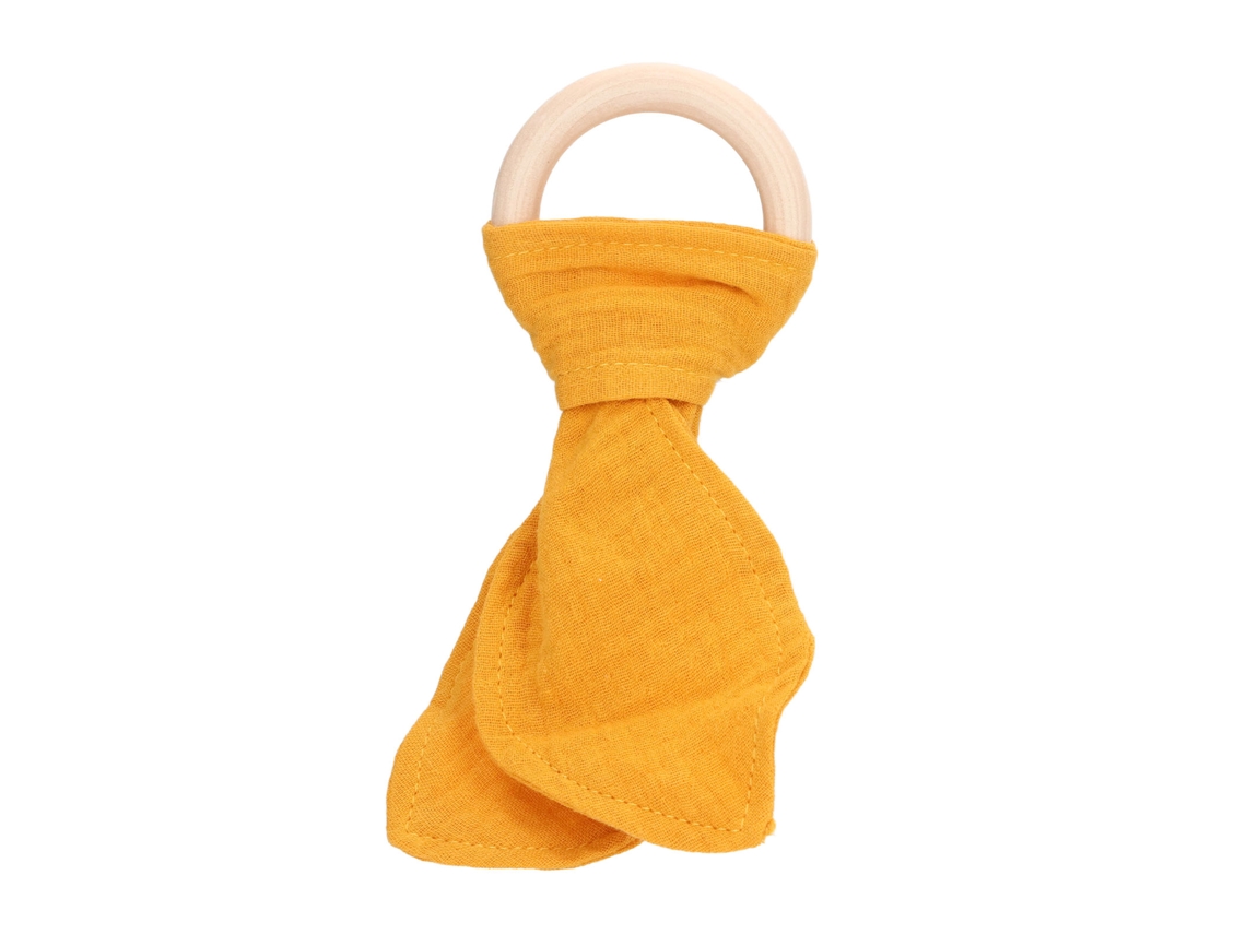 Mordedor De Madera Para Bebés Con Orejas De Conejo, Amarillo, Para El Entrenamiento De Agarre.