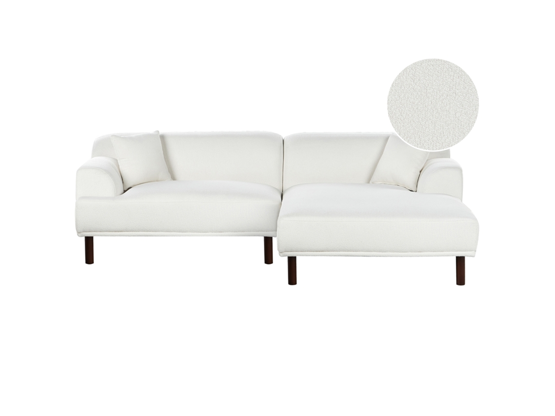 Sofá esquinero izquierdo Holt de Beliani en bouclé blanco 241x159x82