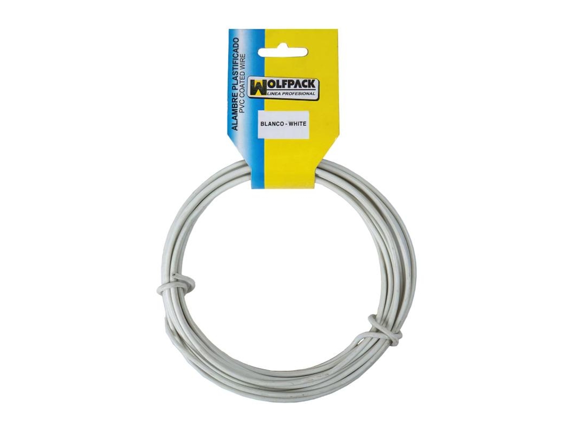 Alambre Plastificado (Rollo 25 Metros) Blanco Nº 16 / 2.7 mm WOLFPACK LINEA PROFESIONAL