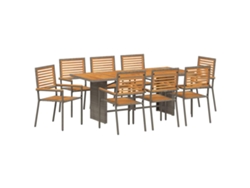 Maison Exclusive - Juego de comedor de jardín de 9 piezas, mimbre gris y marrón