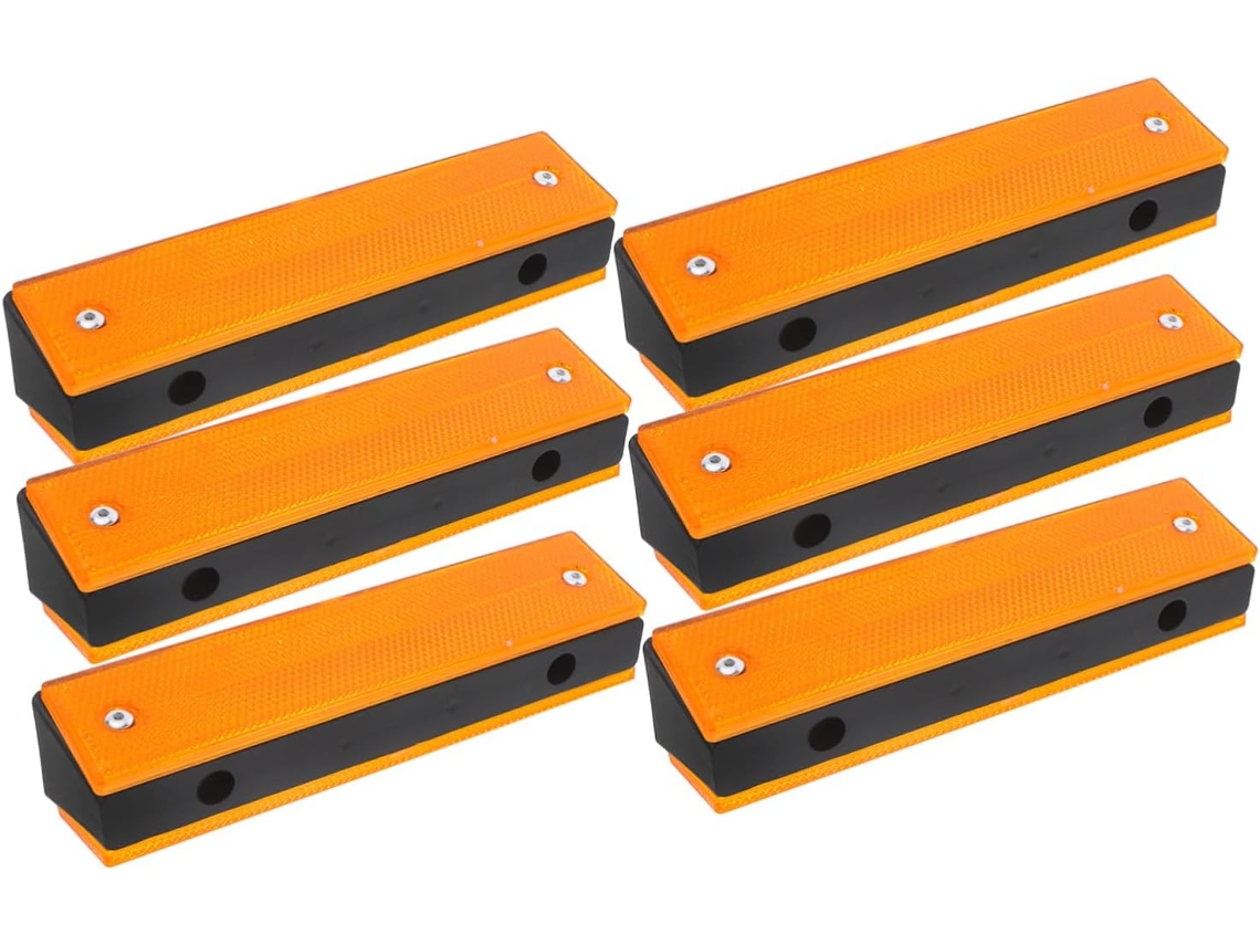 Paquete De 6 Marcadores De Seguridad Reflectantes Amarillos Rectangulares De Doble Cara