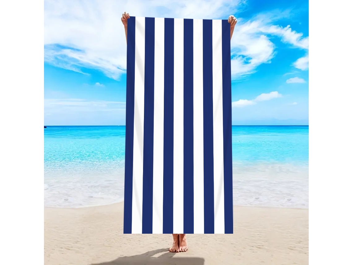 Toalla de playa de microfibra a rayas Yuysan, de alta absorción y secado rápido, 180 x 90 cm, modelo ST020, azul oscuro.