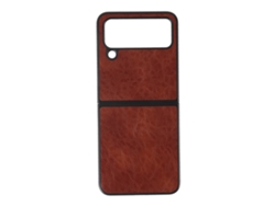 Capa De Couro Pu Para Samsung Galaxy Z Flip 4 Proteção Anti-quedas Design Plegável Marrom