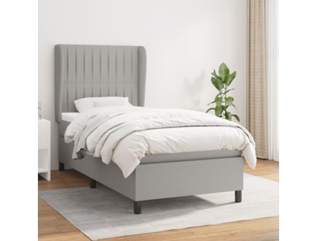 vidaXL Cama con somier y colchón 90x190 cm tela gris claro