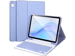Teclado Bluetooth con funda de cuero morado brillante y teclas cuadradas moradas brillantes, Yunzii Tab A11 Plus de 11 pulgadas (2025) (pequeña X230/X235/X236)