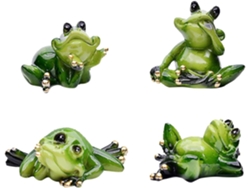 Figura Decorativa De Rana De Resina Inoomp, 4 Piezas, Adorno Animal En Miniatura Para Jardín Y Estanque, Regalo