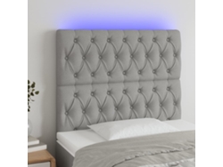 Cabecero con luces LED tela gris claro 90x7x118/128 cm
