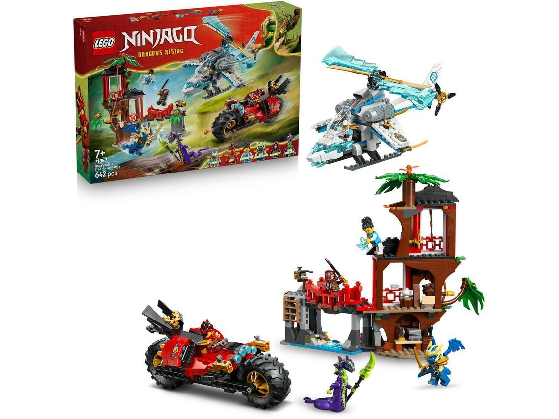 Lego® 71857 Ninjago® Batalla Vehículos Ninja – Casa Del Árbol, Helicóptero, Moto Y 6 Minifiguras