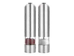 Juego de 2 molinillos eléctricos de sal y pimienta en acero inoxidable plateado. Rosewell