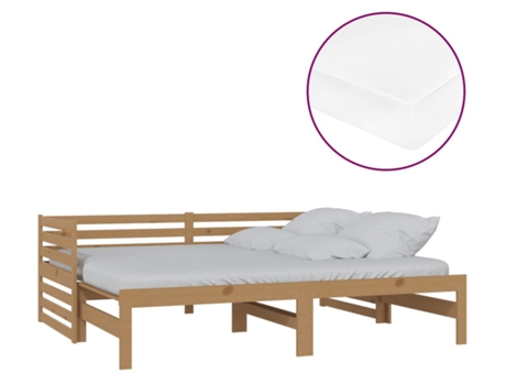 Sofá cama VIDAXL Marrón Madera (203.5x185x68.5 cm)