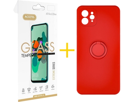 Carcasa + Protector de Pantalla para iPhone 11 Pro Max ACCETEL Rojo
