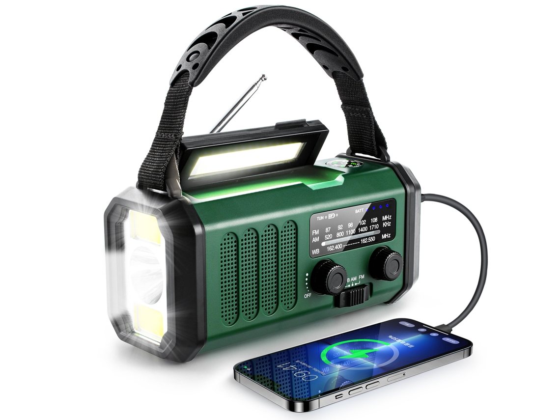 Rádio Emergência Digitallab 10000 Mah, Adecuado Para Situaciones De Emergencia En Interiores Y Exteriores (verde)