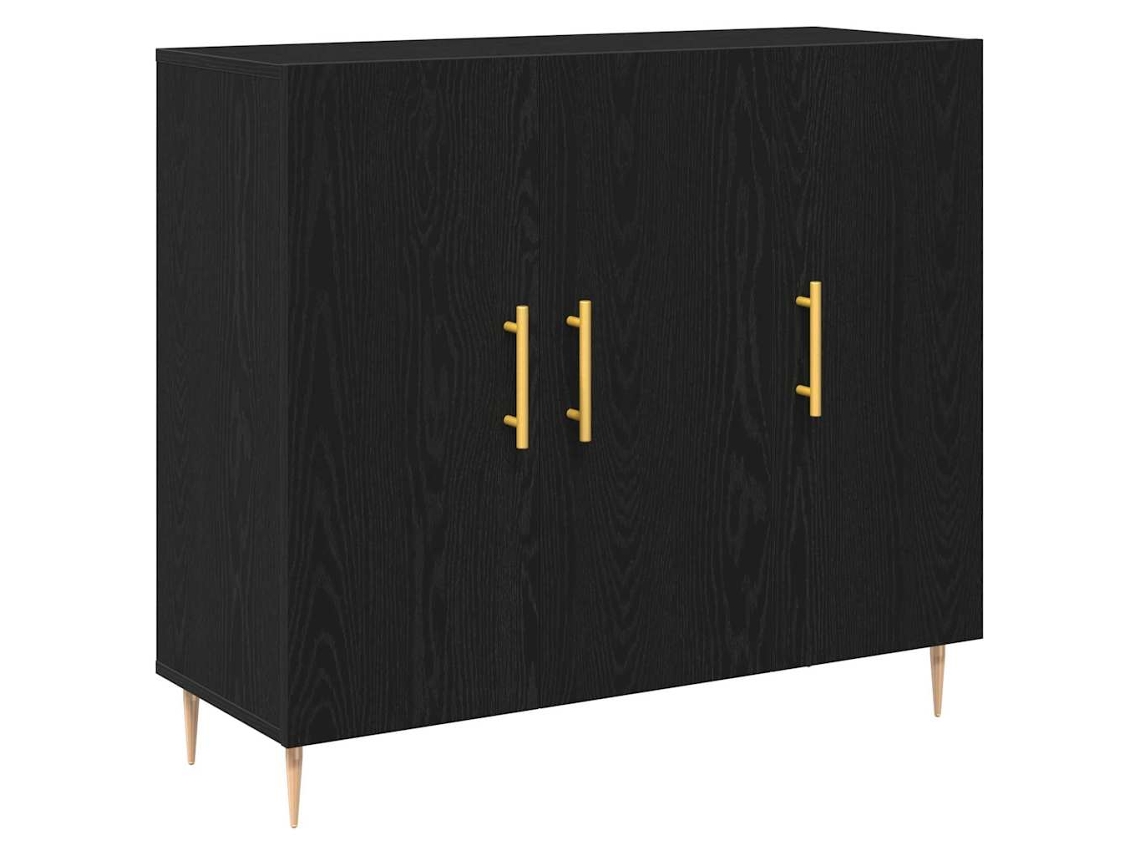 Maison Exclusive - Aparador Roble Negro 90 X 34 X 80 Cm Madera De Ingeniería