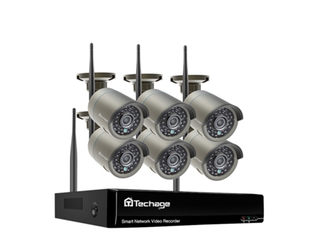Sistema de Vigilancia SLOWMOOSE P2P 8Ch 3Mp Inalámbrico Wi-Fi y Grabación de Audio (8 Canales Nvr y 6 Cámaras-1254 - 1T)