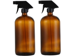 Juego De 2 Botellas De Vidrio Marrón Con Pulverizador, Vacías, Para Perfumes Y Líquidos, Recargables.