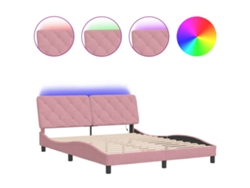 Maison Exclusive - Estructura De Cama Con Led Sin Colchón Terciopelo Rosa 160x200 Cm