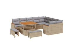 Maison Exclusive - Juego de sofás de jardín de ratán de polipropileno beige de 12 piezas