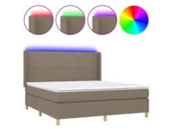 Cama con somier VIDAXL (Gris - Tela - 203 x 163 x 128 cm)