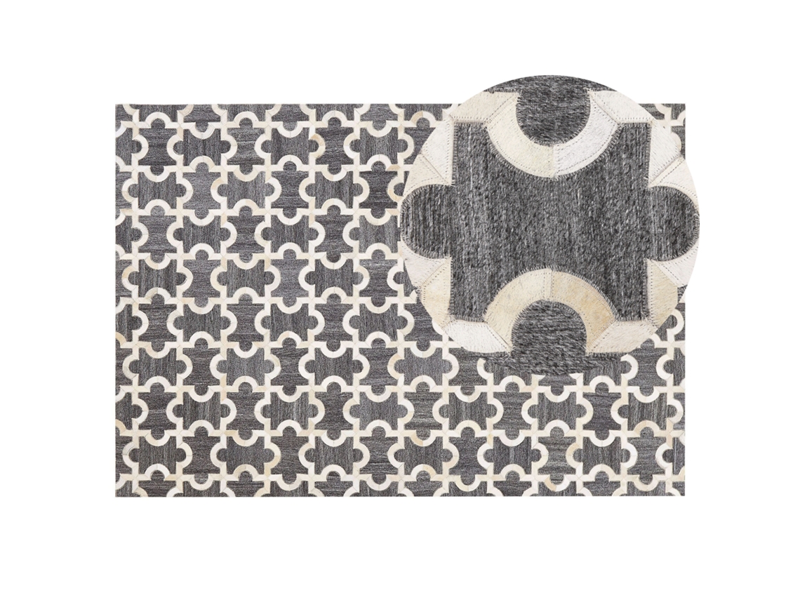 Alfombra BELIANI Yedisu de Jacquard, Piel de vaca Gris 140x200