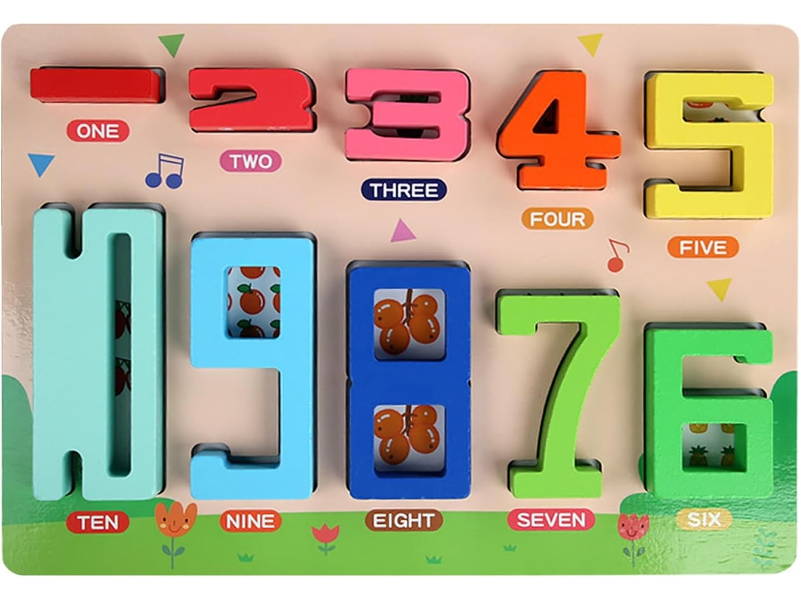 Bloques matemáticos con números del 1 al 10 | Bloques de construcción de madera para actividades de aprendizaje Vayotoy
