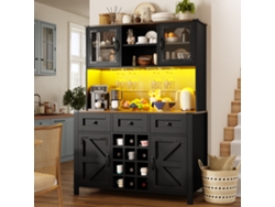 Armario De Cocina Alto Con Puerto Usb, Enchufes, 4 Puertas, 3 Cajones E Iluminación Led.
