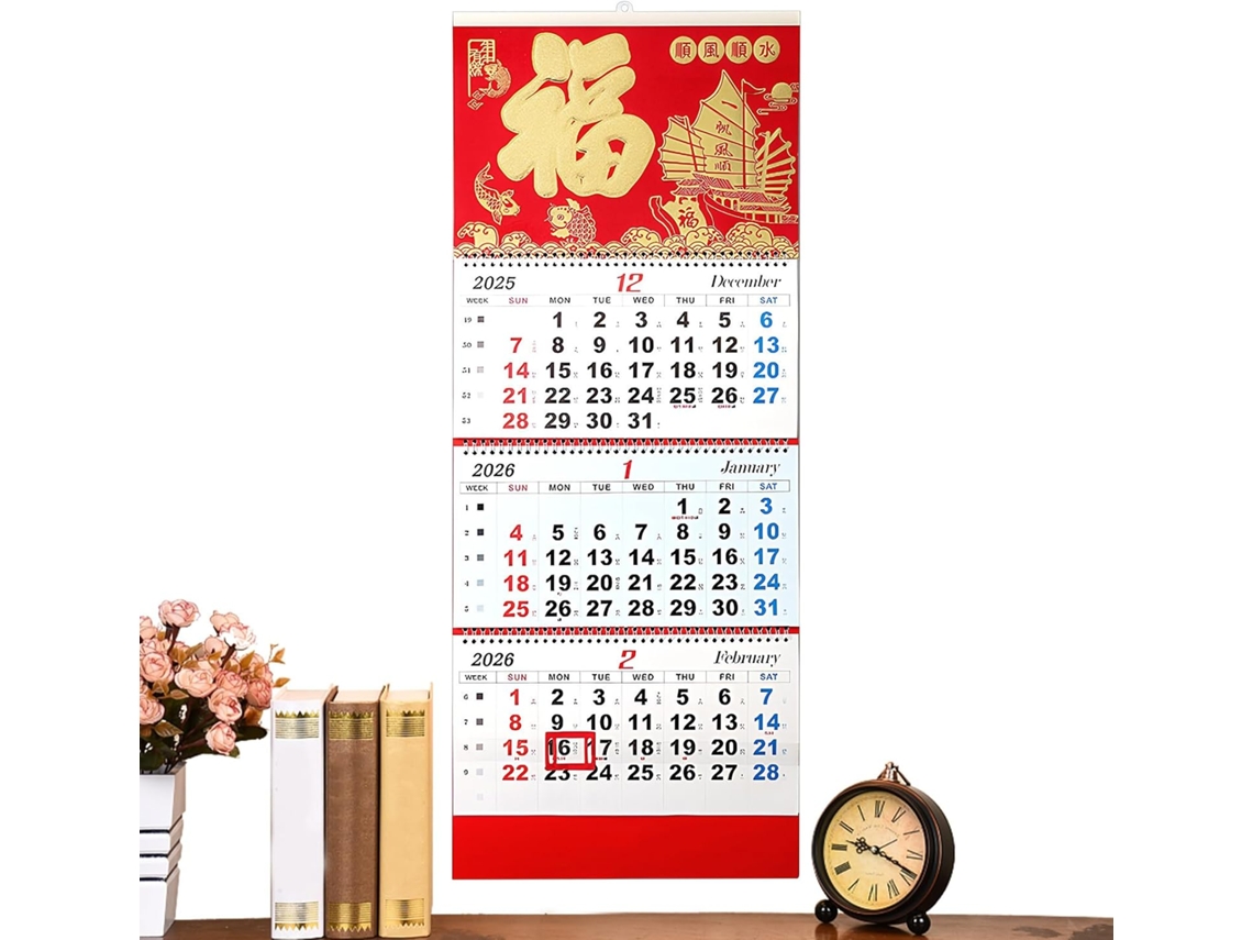 Calendário 2026- Planejador Mensal Dobrável Para Pendurar- De Parede- Planejamento Em Casa, No Escritório, Na