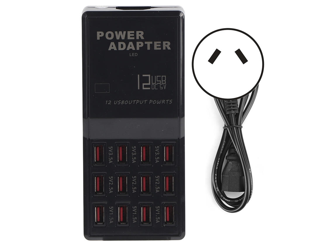 Estación De Carga Rápida Usb De 12 Puertos Hub Para Cargador De Teléfonos Móviles Y Tabletas