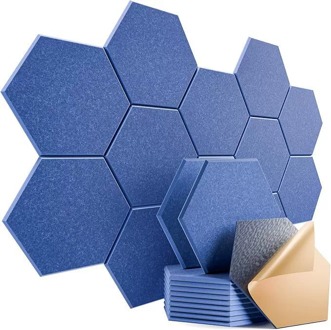 Paineles Acústicos Eifson Espuma Poliéster Hexag Aislamiento 30x26cm 12 Un (azul Claro)