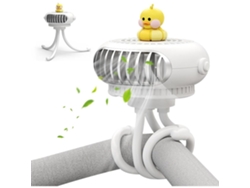 Ventilador para cochecito de bebé, sin aspas, rotación de 360°, USB, luz LED, 3 velocidades, trípode MDUG.