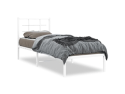 Maison Exclusive - Estructura Cama Sin Colchón Con Cabecero Metal Blanco 75x190 Cm