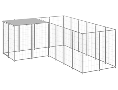 vidaXL Perrera plateada 4,84 m² acero