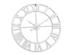 Relógio de parede Relaxdays, numerais romanos, Ø 60 cm, relógio Pilhas, analógico, ferro, branco
