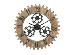 Reloj De Pared Ingranaggio Plus Cm Ø 60x4 Unico / Negro/madera Natural