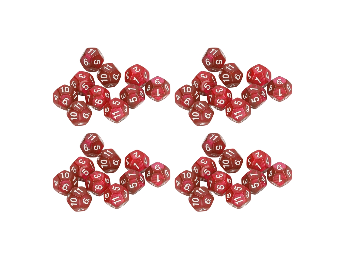40 Dados Poliédricos De 12 Caras, Números Claros, Resistentes Al Agua Y A La Oxidación, Ideales Para Juegos Y Enseñanza, Color Rojo.