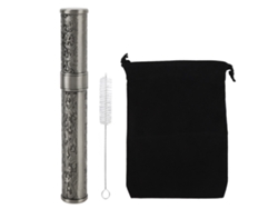 Tubo De Almacenamiento Metálico Grabado Impermeable Portátil Para Camping Y Viajes Al Aire Libre Gris