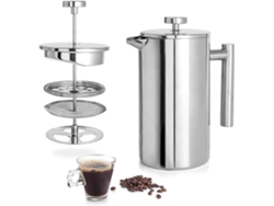 Cafetera de acero inoxidable, prensa francesa de 1000 ml, aislamiento de doble pared, coladores Chrui