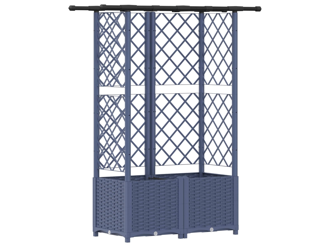 Vidaxl Cama Elevada Con Trellis Y Techo Gris 124 X 40 X 138 Cm Pp