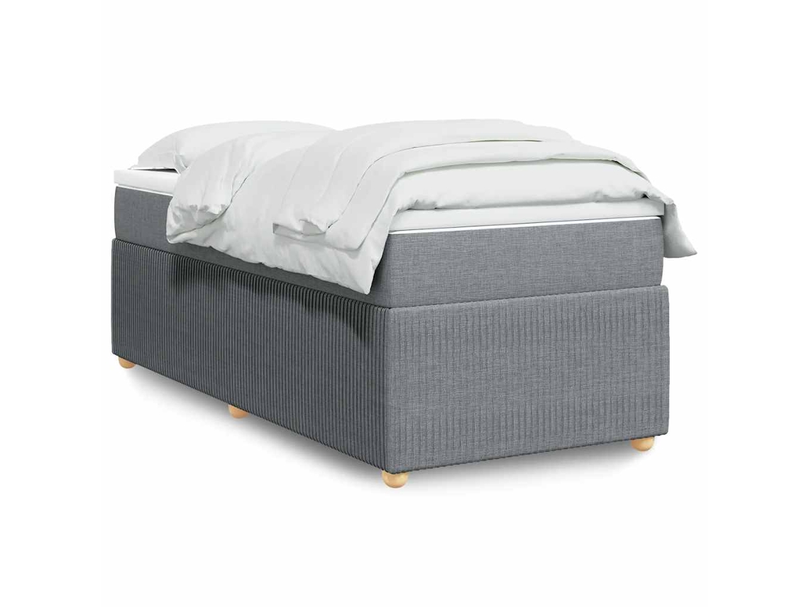 Cama Box Spring Con Colchón Tela Gris Claro 100x200 Cm