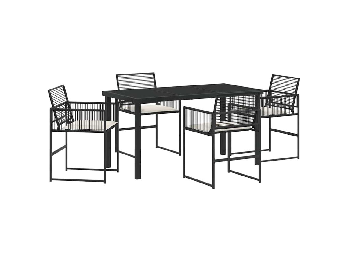 Maison Exclusive - Conjunto De Comedor De Jardín 5 Pcs Negro Ratán Sintético