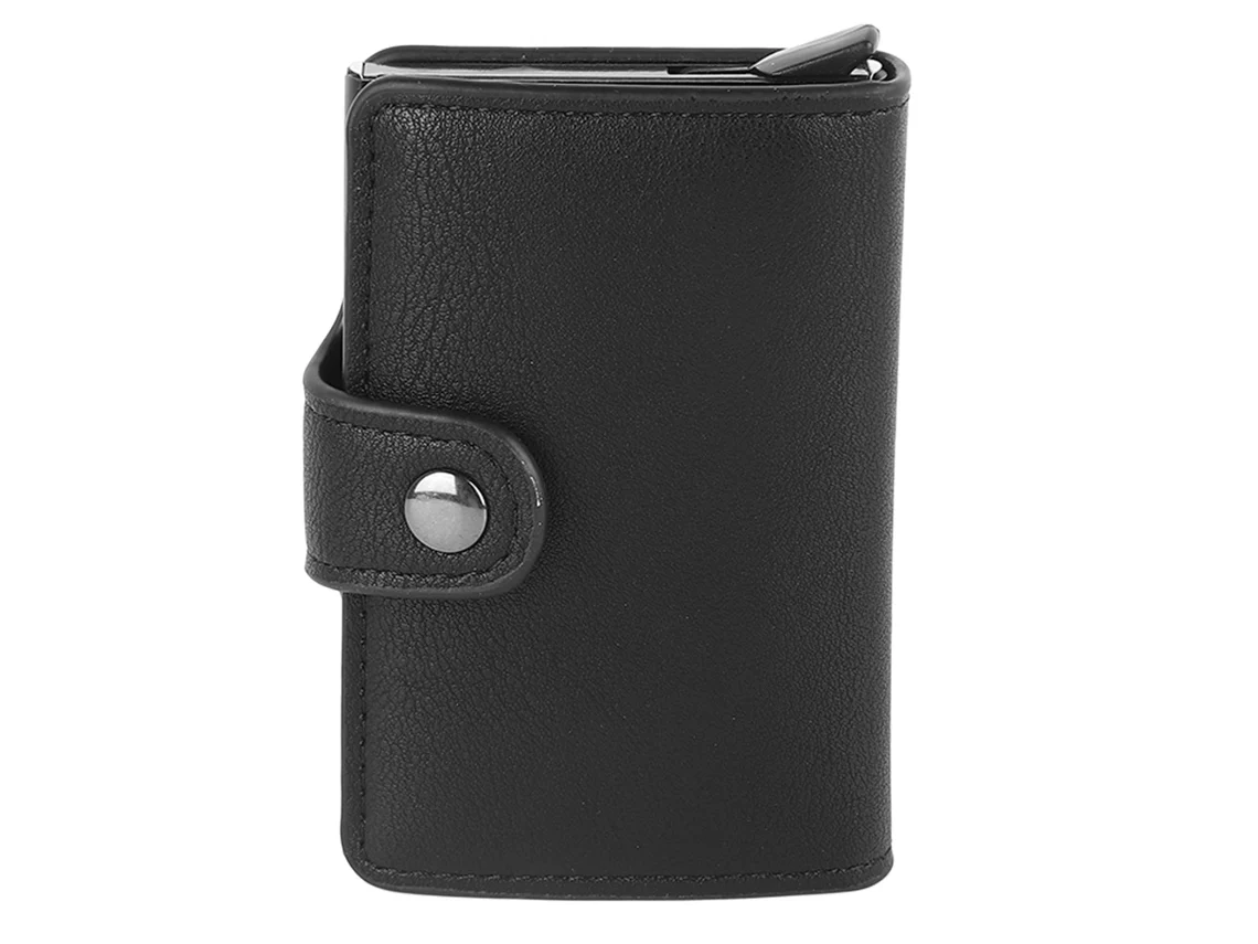 Cartera de piel sintética con solapa, plegable, con bloqueo RFID, minimalista, fina, tarjetero para hombre y mujer.