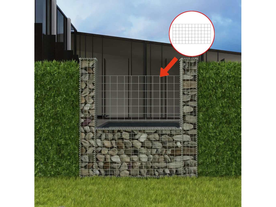 Cesta En Forma De U Muro De Gaviones Galvanizado 160x20x150 Cm