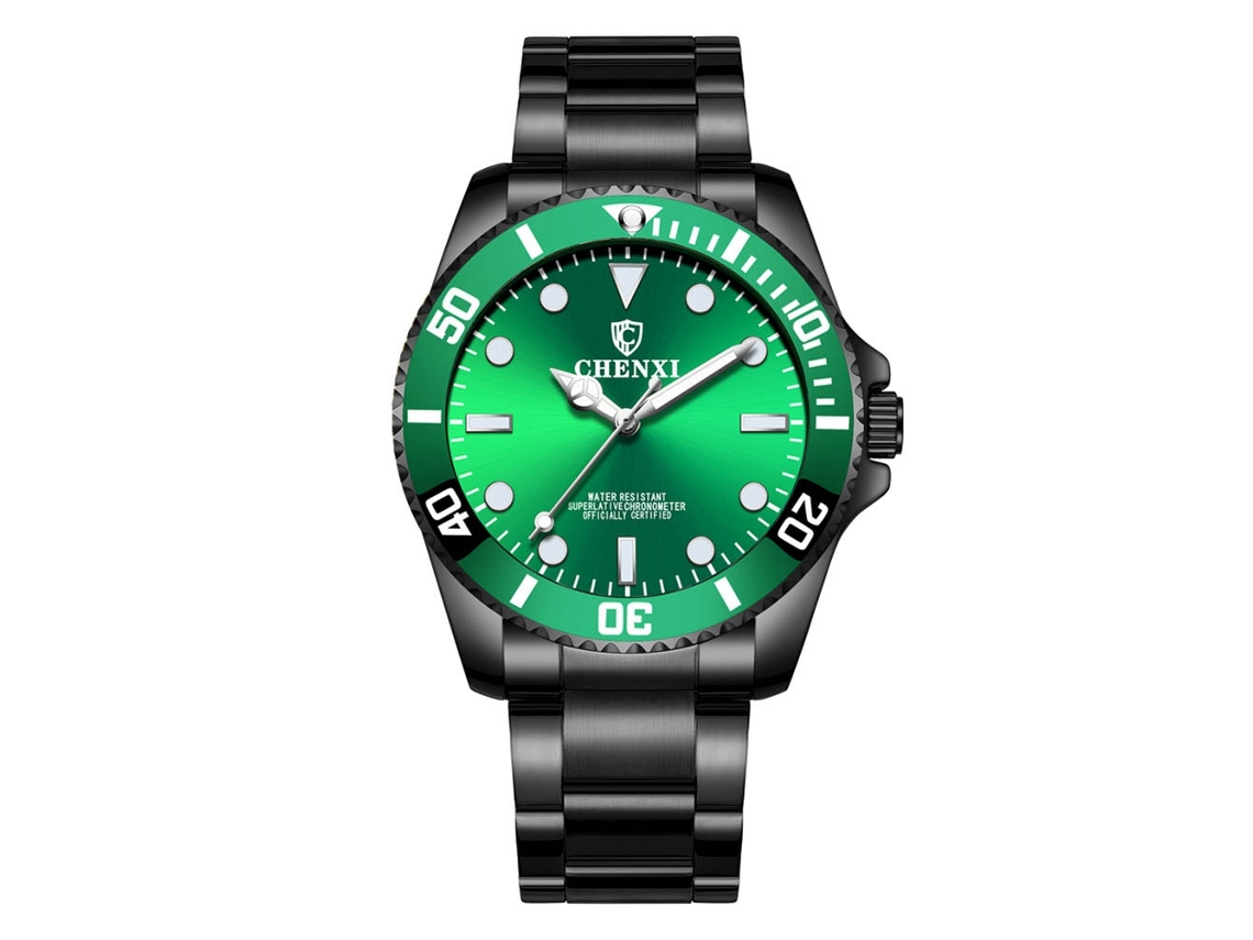 Reloj Luminoso Para Hombre Con Brazalete De Acero Inoxidable, Resistente Al Agua Y Esfera Giratoria (verde).