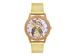 Reloj De Cuarzo Unisex Casual Con Correa De Malla De Acero Y Dial Animal Zhoulianfa (oro)