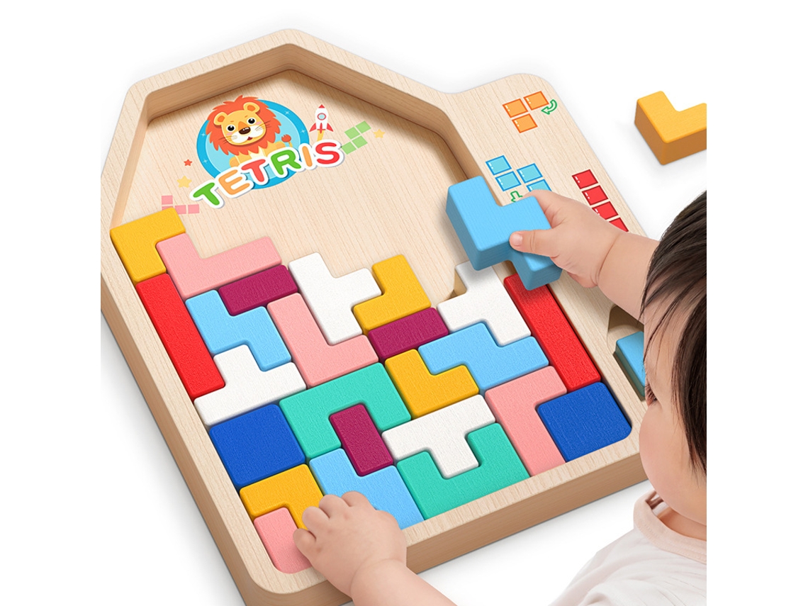 Jenga de madera, bloques de construcción rusos, juguetes de mesa, juguetes Montessori Hexinyigjly