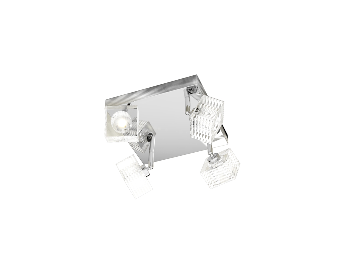 Lámpara de techo Toplight Metropolitan de 4 luces con casquillo G9, marco cromado y cristal artesanal, diseño moderno, 25 x 25 x 15 cm.