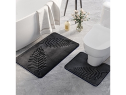 Juego De Dos Alfombrillas De Baño Con Estampado De Hojas (gris Oscuro)