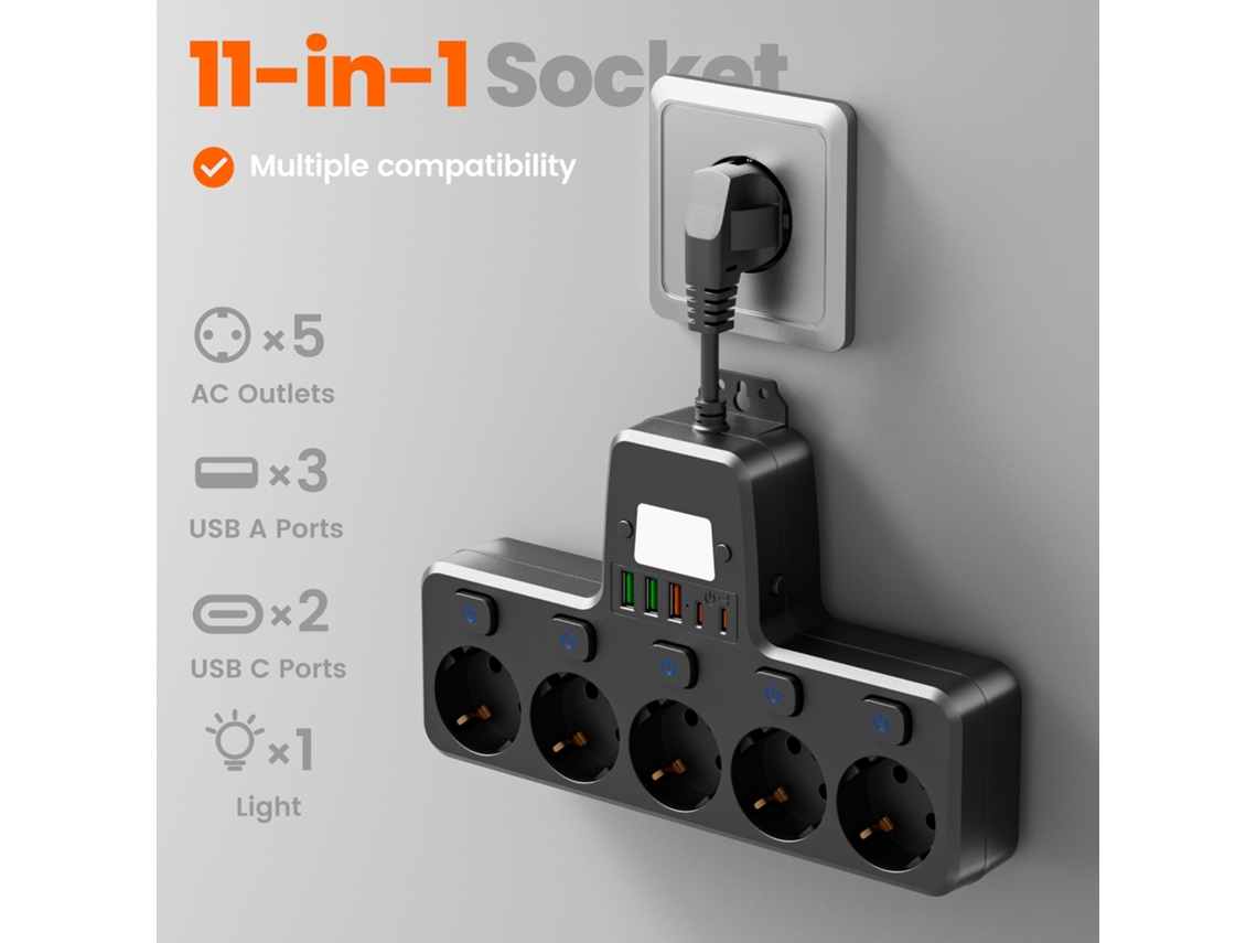Adaptador de corriente multifuncional 9 en 1 para tabletas y hogar, STELASPLEN