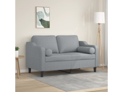 Sofá De 2 Plazas Con Cojines Tela Gris Claro 120 Cm