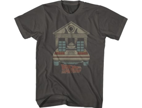 Camiseta Unisexo DEEPSTONE DeLorean And Clock Tower Back To The Future Fumar (XL)