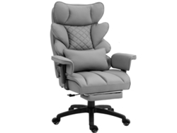 Silla ergonómica para juegos Dowinx con resortes ensacados y reposapiés, gris